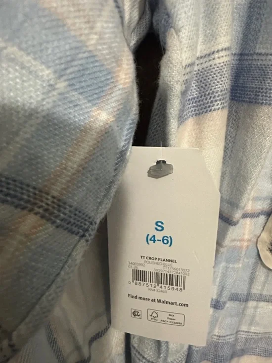 Just A Small Town Girl Upcycled crop flannel tee - Picture 2 of 8